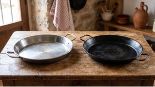 Acier poli ou acier émaillé : quelle poêle à paella choisir ?